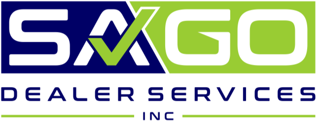 SAGO Dealer Services Inc. logo featuring bold text and a green checkmark, representing automotive dealer solutions.